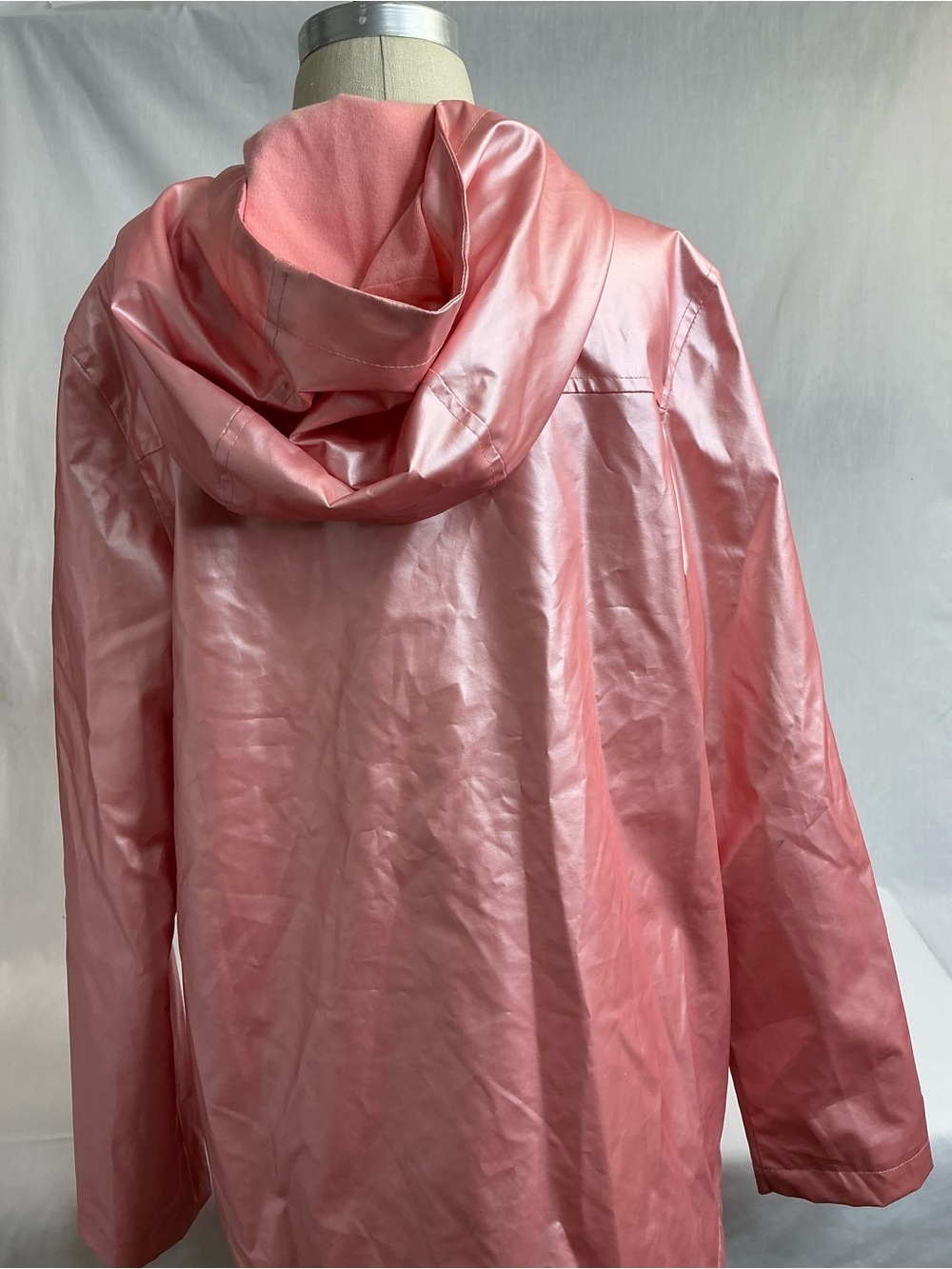 2088 - Joe Fresh Shiny Pink Hooded Raincoat - Picture 4 of 5